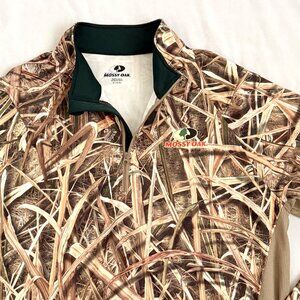 Mossy Oak Mens Camo Shirt M Shadow Grass Blades Vented 1/4 zip Stretch
